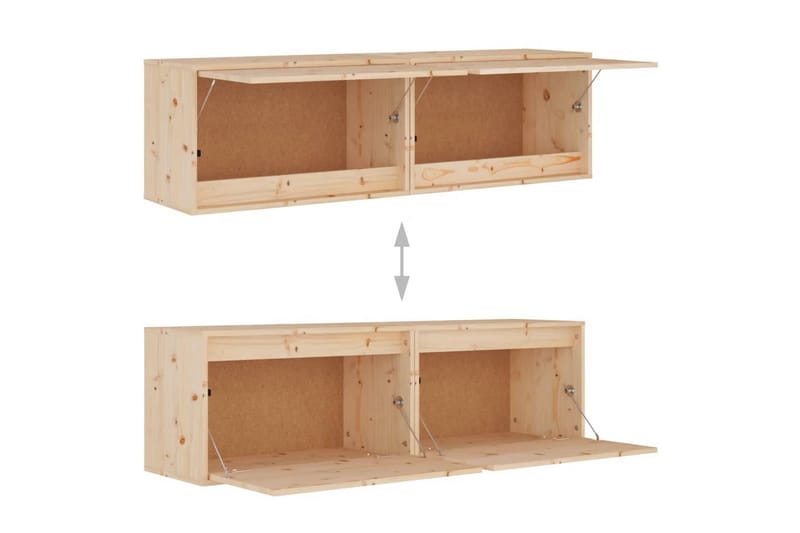 Väggskåp 2 st 60x30x35 cm massiv furu - Brun - Förvaring - Hylla - Vägghylla
