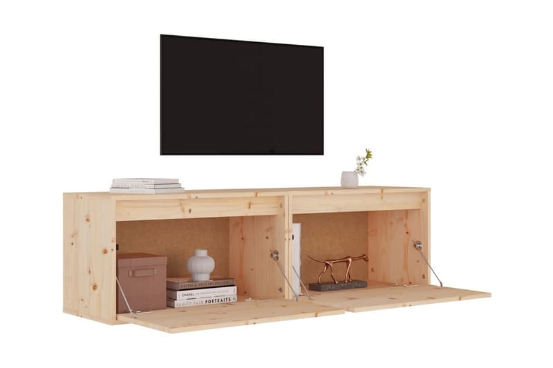 Väggskåp 2 st 60x30x35 cm massiv furu - Brun - Förvaring - Hylla - Vägghylla