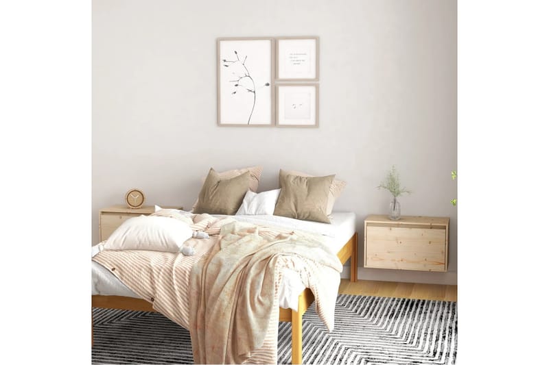Väggskåp 2 st 60x30x35 cm massiv furu - Brun - Förvaring - Hylla - Vägghylla