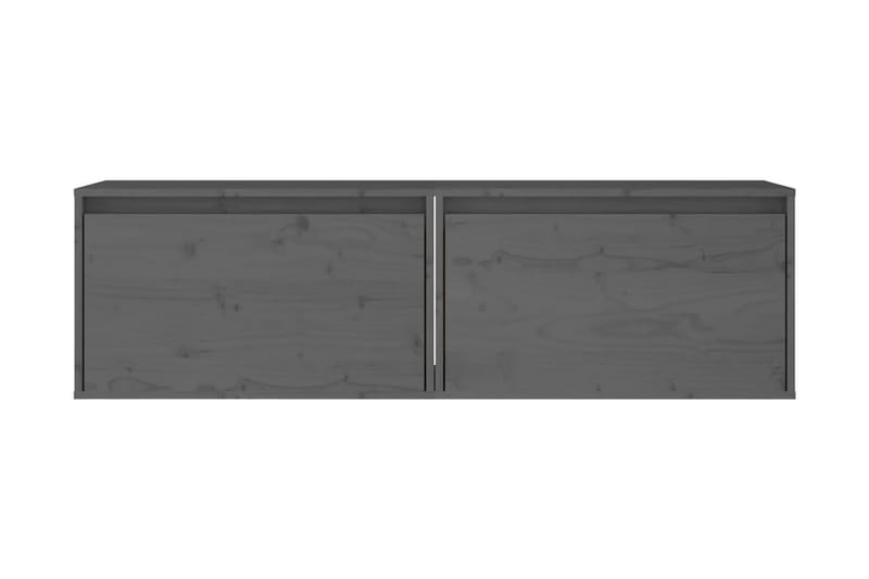 Väggskåp 2 st 60x30x35 cm massiv furu grå - Grå - Förvaring - Hylla - Vägghylla