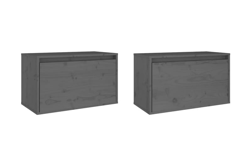 Väggskåp 2 st 60x30x35 cm massiv furu grå - Grå - Förvaring - Hylla - Vägghylla