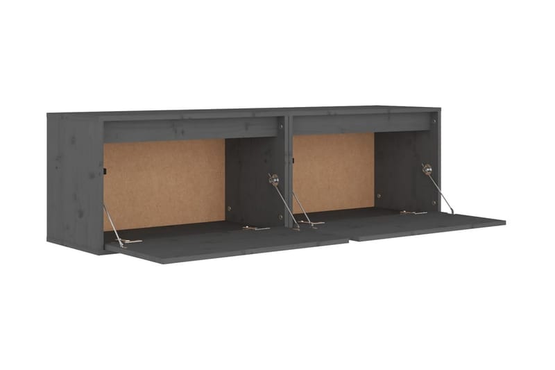Väggskåp 2 st 60x30x35 cm massiv furu grå - Grå - Förvaring - Hylla - Vägghylla