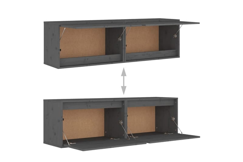 Väggskåp 2 st 60x30x35 cm massiv furu grå - Grå - Förvaring - Hylla - Vägghylla