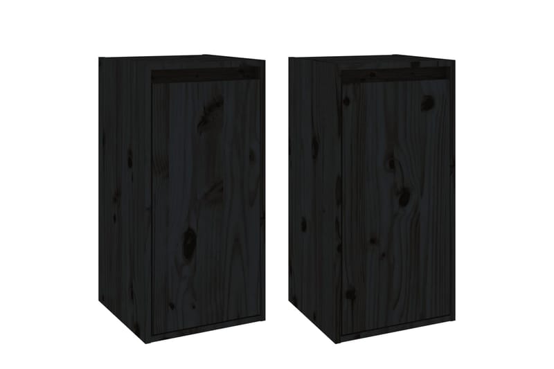 Väggskåp 2 st svart 30x30x60 cm massiv furu - Svart - Förvaring - Hylla - Vägghylla