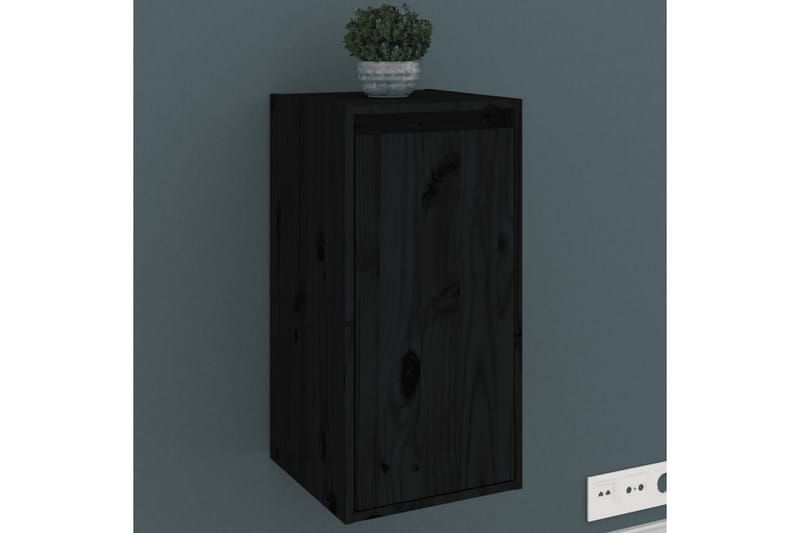 Väggskåp 2 st svart 30x30x60 cm massiv furu - Svart - Förvaring - Hylla - Vägghylla