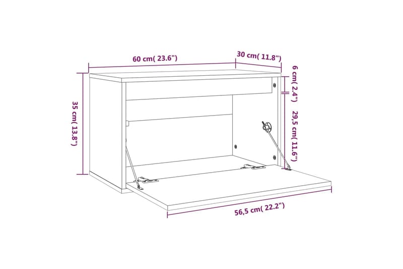 Väggskåp 60x30x35 cm massiv furu vit - Vit - Vägghylla