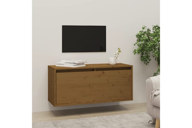 Väggskåp honungsbrun 80x30x35 cm massiv furu - Honung - Förvaring - Hylla - Vägghylla