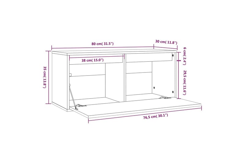 Väggskåp honungsbrun 80x30x35 cm massiv furu - Honung - Förvaring - Hylla - Vägghylla