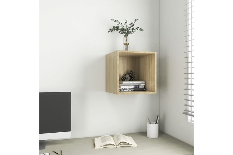 Väggskåp sonoma-ek 37x37x37 cm spånskiva - Brun - Förvaring - Hylla - Vägghylla