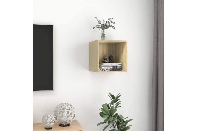 Väggskåp sonoma-ek 37x37x37 cm spånskiva - Brun - Förvaring - Hylla - Vägghylla