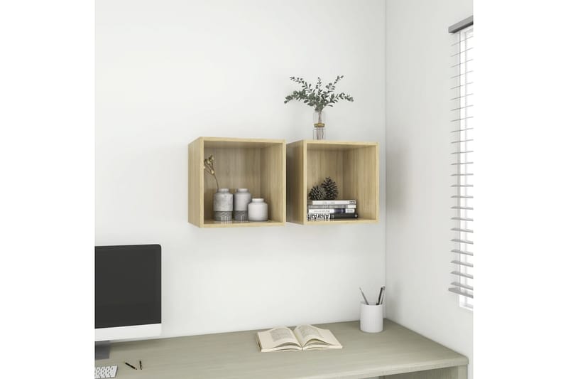Väggskåp sonoma-ek 37x37x37 cm spånskiva - Brun - Förvaring - Hylla - Vägghylla
