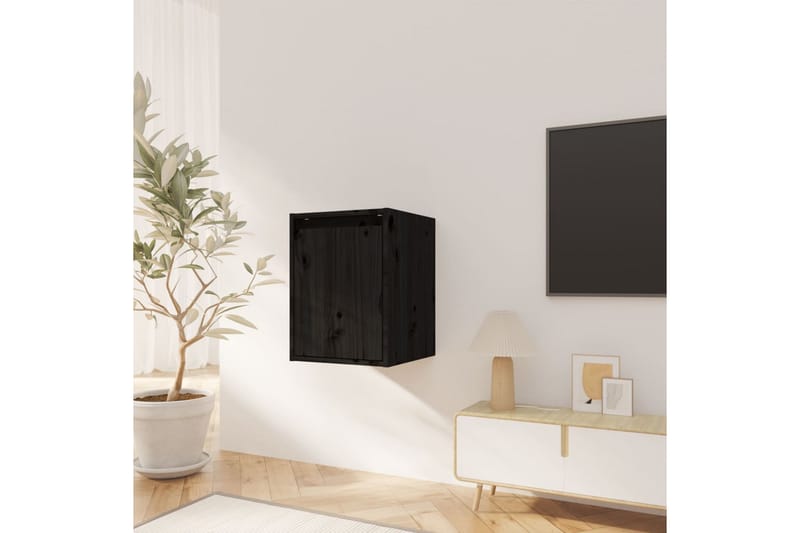 Väggskåp svart 30x30x40 cm massiv furu - Svart - Förvaring - Hylla - Vägghylla