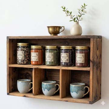 Velnor Dekorativ vägghylla 50x30x14 cm - Naturlig träfinish - Förvaring - Hylla - Vägghylla