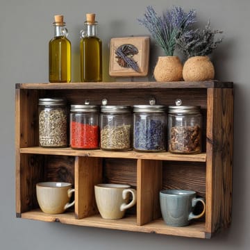 Velnor Dekorativ vägghylla 50x30x14 cm - Naturlig träfinish - Förvaring - Hylla - Vägghylla