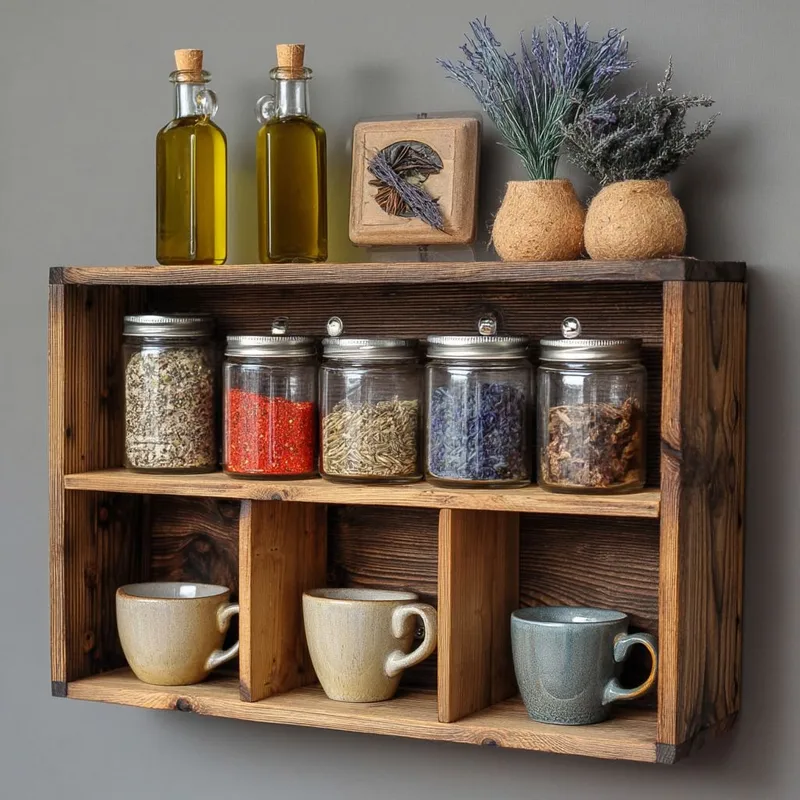 Velnor Dekorativ vägghylla 50x30x14 cm - Naturlig träfinish - Förvaring - Hylla - Vägghylla