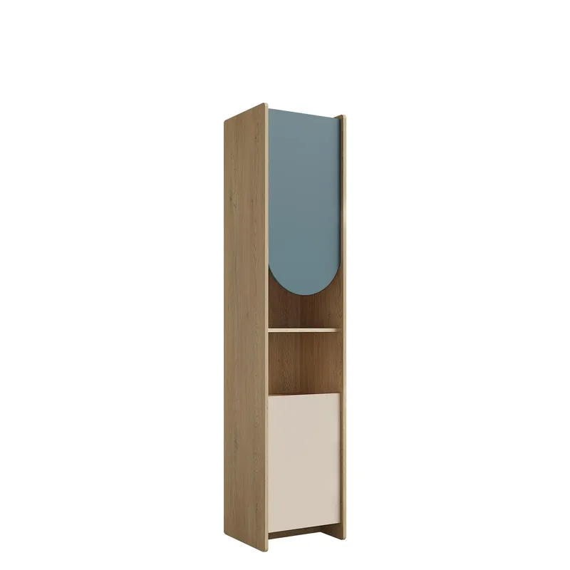Zarek Bokhylla 44x198 cm, brun, blå, beige