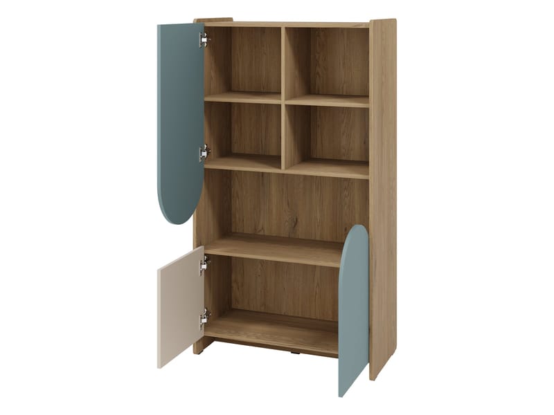 Zarek Bokhylla 84x151 cm - brun, blå, beige - Förvaring - Hylla - Bokhylla