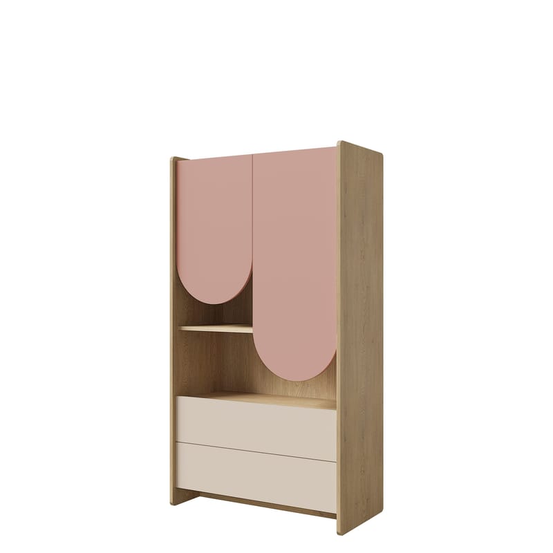 Zarek Bokhylla 84x151 cm, brun, rosa, beige