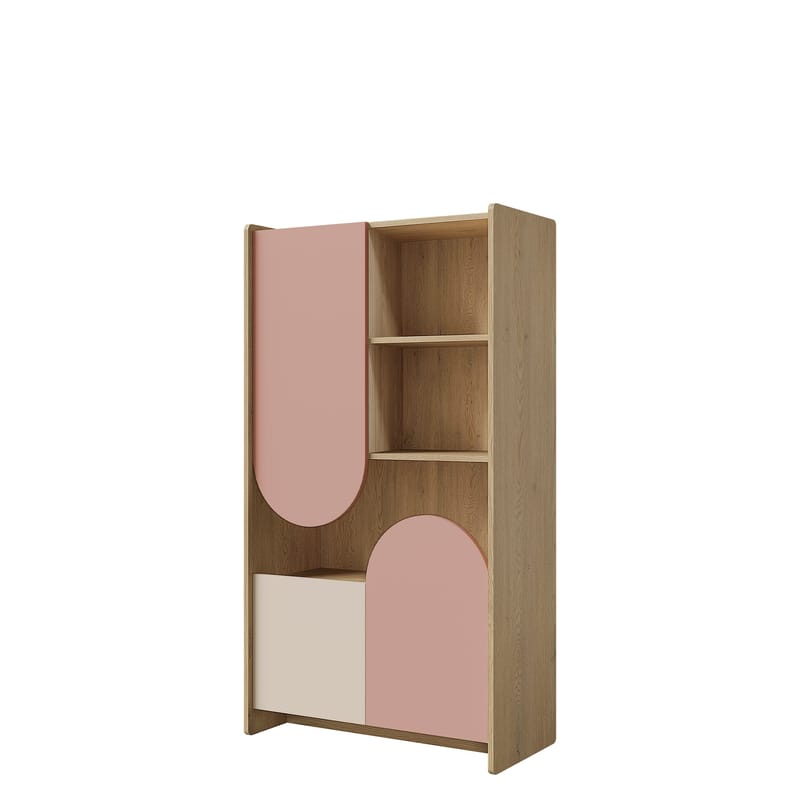 Zarek Bokhylla 84x151 cm, brun, rosa, beige