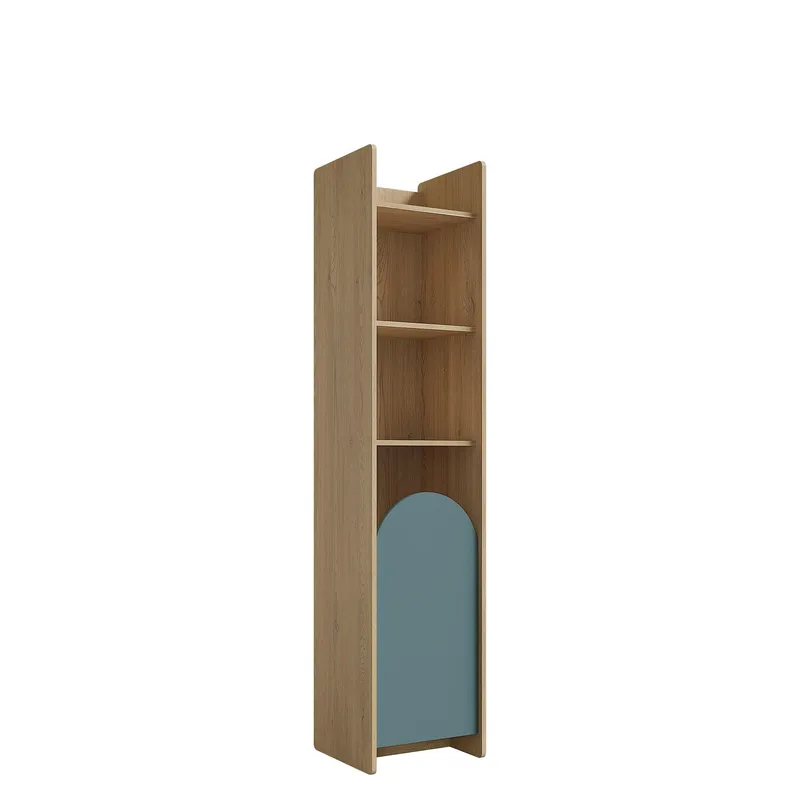 Zarek Smal Bokhylla 44 cm i Ek, Blå|Brun