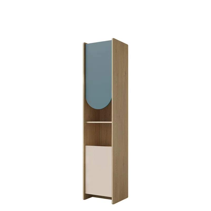 Zarek Smal Bokhylla 44 cm i Ek, Blå|Brun|Beige