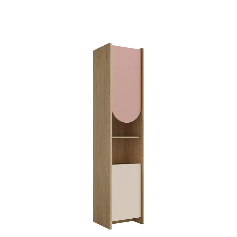 Zarek Smal Bokhylla 44 cm i Ek, Rosa|Brun|Beige