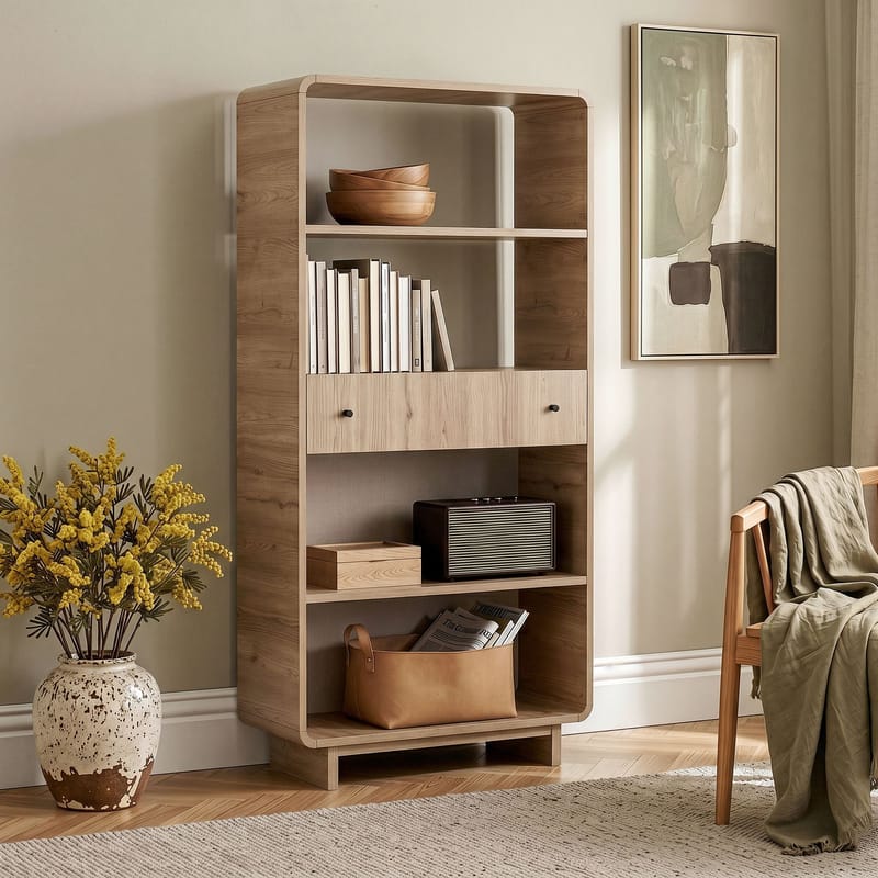 Zavio Bokhylla 78x153x34 cm - Ek - Förvaring - Hylla - Bokhylla