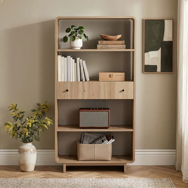 Zavio Bokhylla 78x153x34 cm - Ek - Förvaring - Hylla - Bokhylla