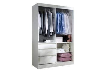 Abricot Garderob med Spegel 140x216x65 cm - Svart - Förvaring - Klädförvaring - Garderob & garderobssystem