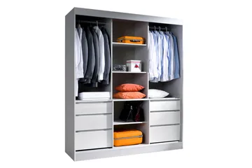 Abricot Garderob med Spegel 180x216x65 cm - Svart - Förvaring - Klädförvaring - Garderob & garderobssystem