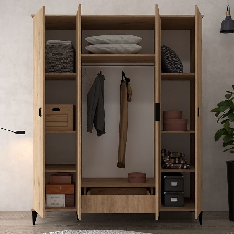 Addeva Garderob 164x200x52 cm - Sapphire Oak - Förvaring - Klädförvaring - Garderob & garderobssystem - Klädskåp & fristående garderob