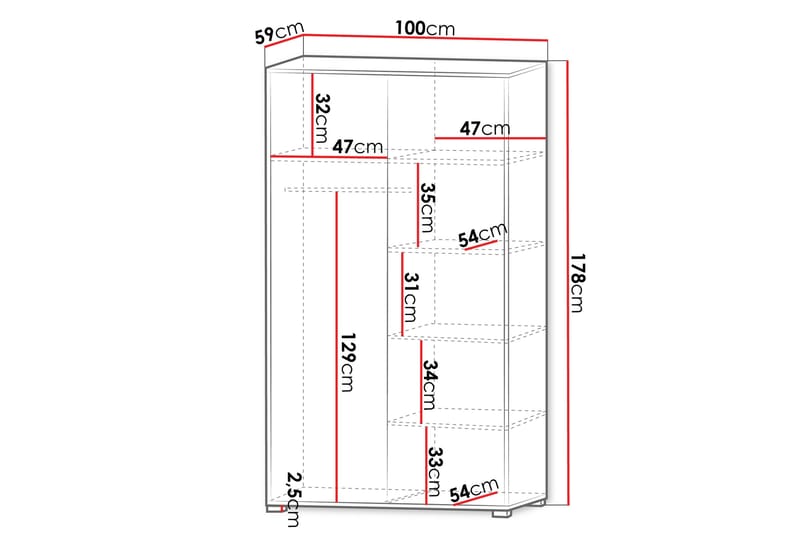 Agawal Garderob 100x178 cm - Beige - Förvaring - Klädförvaring - Garderob & garderobssystem