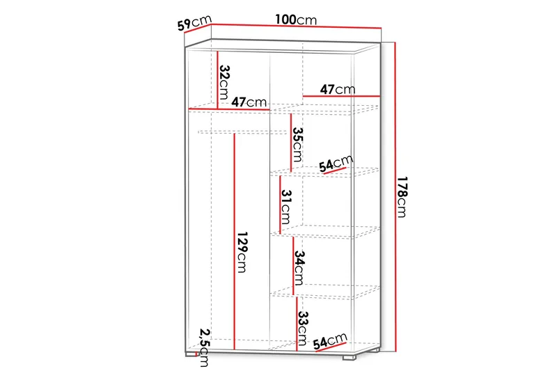 Agawal Garderob 100x178 cm - Brun - Förvaring - Klädförvaring - Garderob & garderobssystem