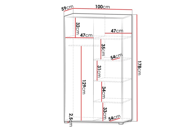 Agawal Garderob 100x178 cm - Vit - Förvaring - Klädförvaring - Garderob & garderobssystem