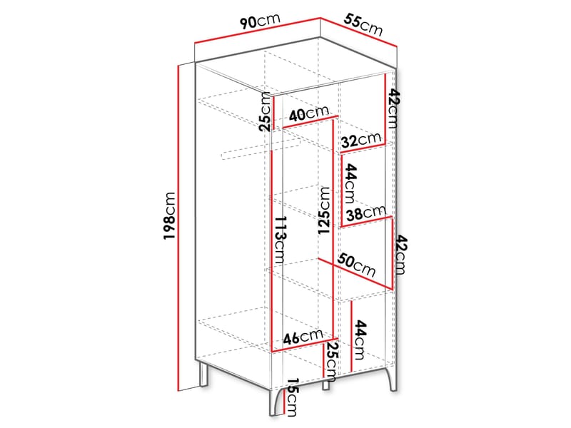 Aggarwal Garderob 90 cm - Förvaring - Klädförvaring - Garderob & garderobssystem