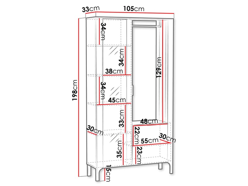 Aggarwal Garderob med Spegel 105 cm - Förvaring - Klädförvaring - Garderob & garderobssystem