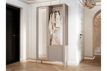 Aggarwal Garderob med Spegel 105x197 cm - Beige - Förvaring - Klädförvaring - Garderob & garderobssystem