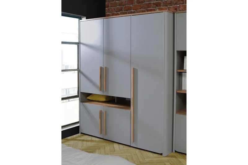 Ahmetbay Garderob 59x158 cm - Grå/Brun - Förvaring - Klädförvaring - Garderob & garderobssystem