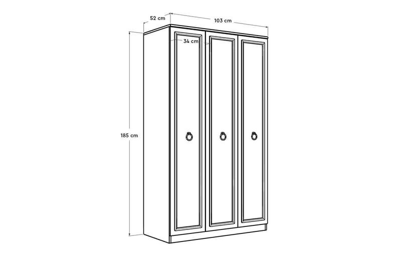 Ajra Garderob 103x185 cm Vit - Hanah Home - Garderob & garderobssystem - Klädskåp & fristående garderob