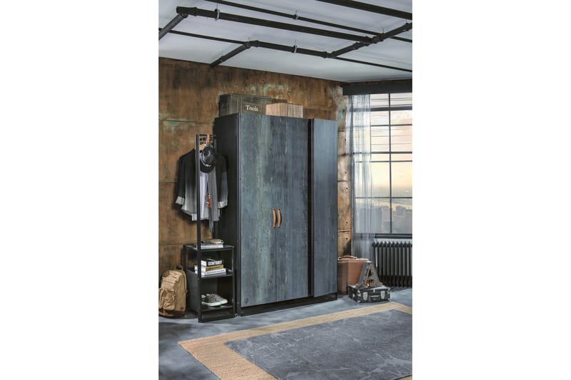Akansha Garderob 132x210 cm Blå - Hanah Home - Garderob & garderobssystem - Kl�ädskåp & fristående garderob