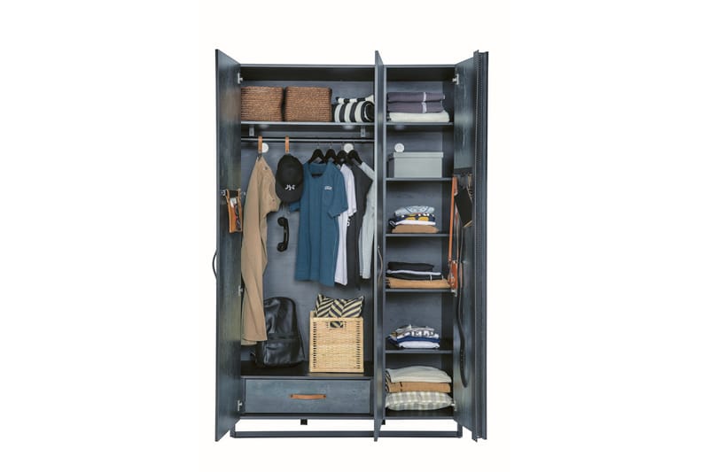 Akansha Garderob 132x210 cm Blå - Hanah Home - Garderob & garderobssystem - Klädskåp & fristående garderob