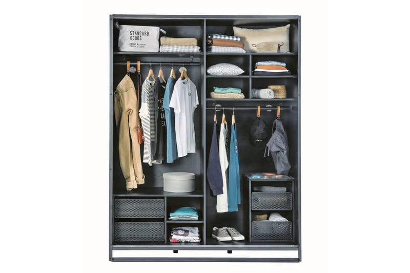 Akansha Garderob 162x210 cm Blå - Hanah Home - Garderob & garderobssystem - Klädskåp & fristående garderob