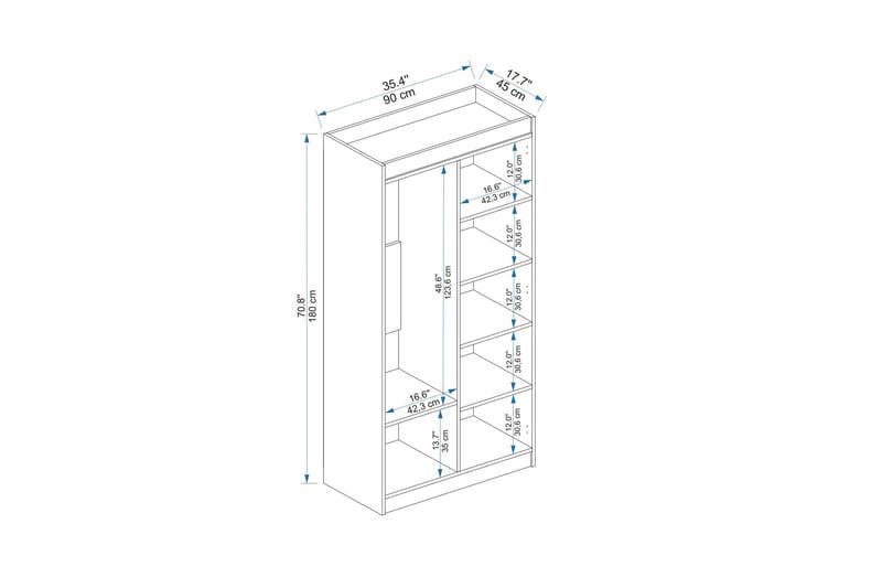 Akser Garderob 90x180 cm - Vit - Förvaring - Klädförvaring - Garderob & garderobssystem