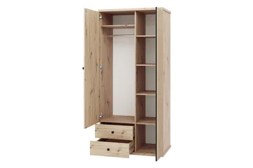 Aldbrough Garderob med Spegel 100x213 cm - Brun/Svart - Förvaring - Klädförvaring - Garderob & garderobssystem