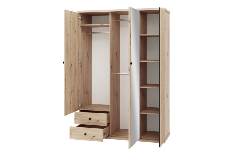 Aldbrough Garderob med Spegel 150x213 cm - Brun/Svart - Förvaring - Klädförvaring - Garderob & garderobssystem