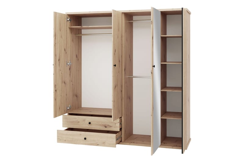Aldbrough Garderob med Spegel 200x213 cm - Brun/Svart - Förvaring - Klädförvaring - Garderob & garderobssystem