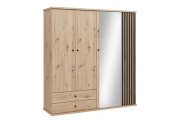 Aldbrough Garderob med Spegel 200x213 cm - Brun/Svart - Förvaring - Klädförvaring - Garderob & garderobssystem