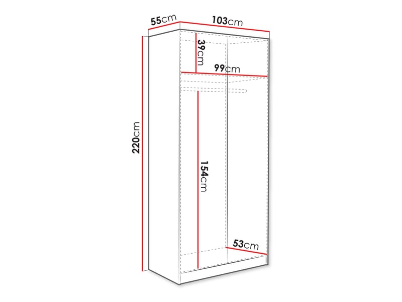 Amelus Garderob 103x220 cm - Brun/Svart - Förvaring - Klädförvaring - Garderob & garderobssystem