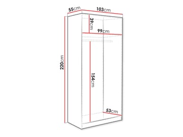 Amelus Garderob 103x220 cm - Brun/Svart - Förvaring - Klädförvaring - Garderob & garderobssystem