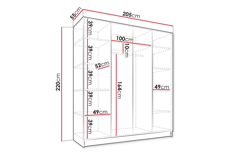 Amelus Garderob 205x220 cm - Brun - Förvaring - Klädförvaring - Garderob & garderobssystem